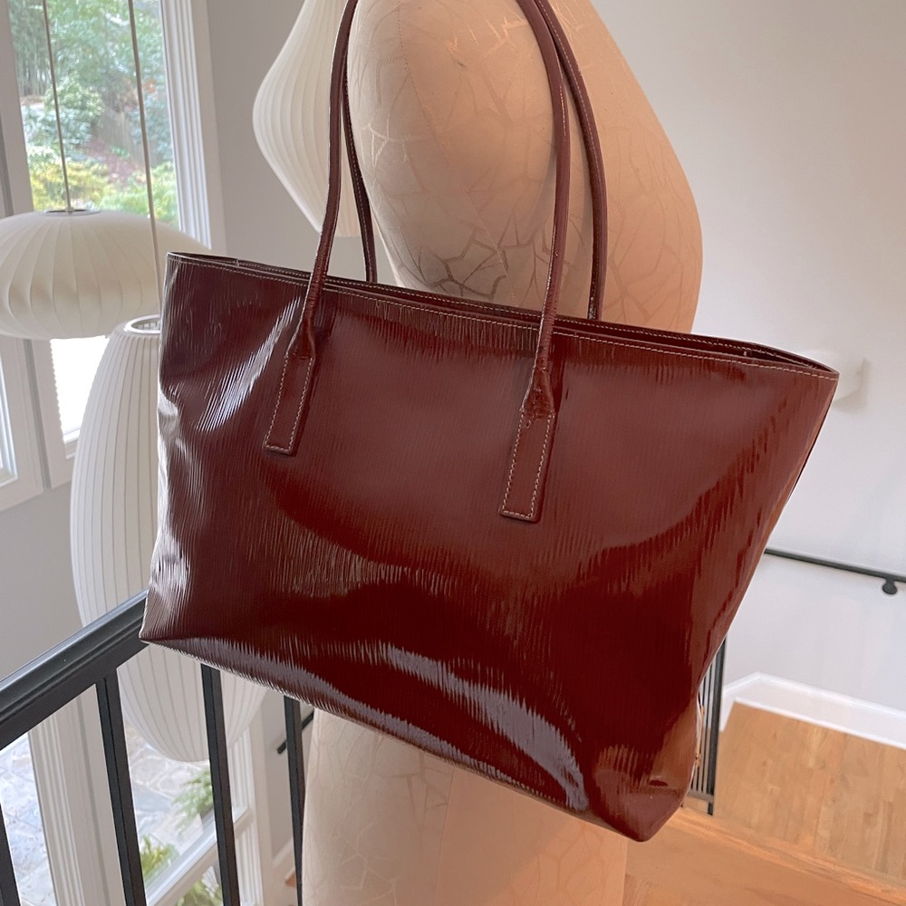 Prada Rust Patent Leather Shoulder Bag WITH AUTHENTICITY CARD